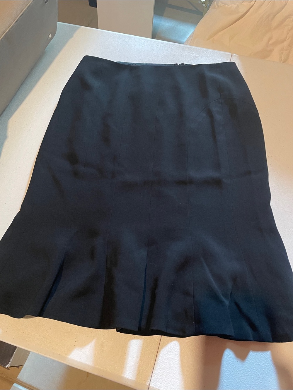 Ann Taylor Black Pencil Skirt with Flared Hem